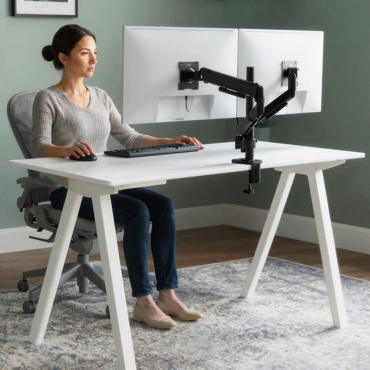 Dual Monitor Mount with Stackable Gas Spring Arms
