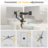 Dual Monitor Mount with Stackable Gas Spring Arms