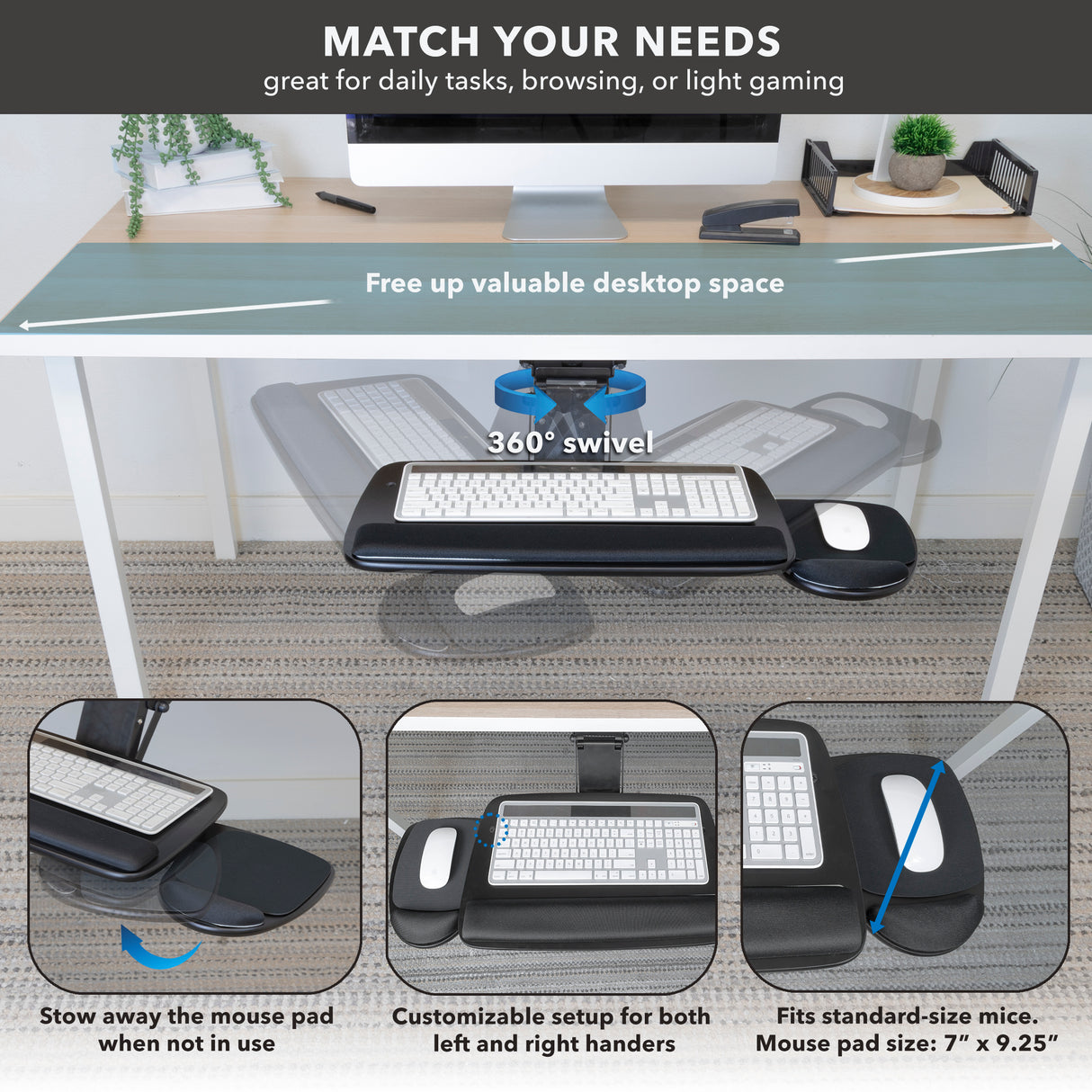 Under Desk Keyboard Platform With Wrist Support