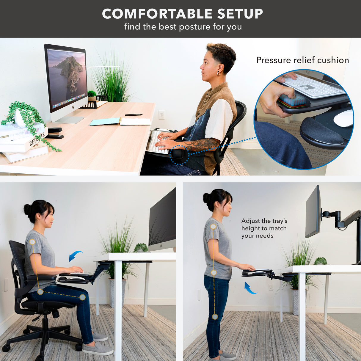 Under Desk Keyboard Platform With Wrist Support
