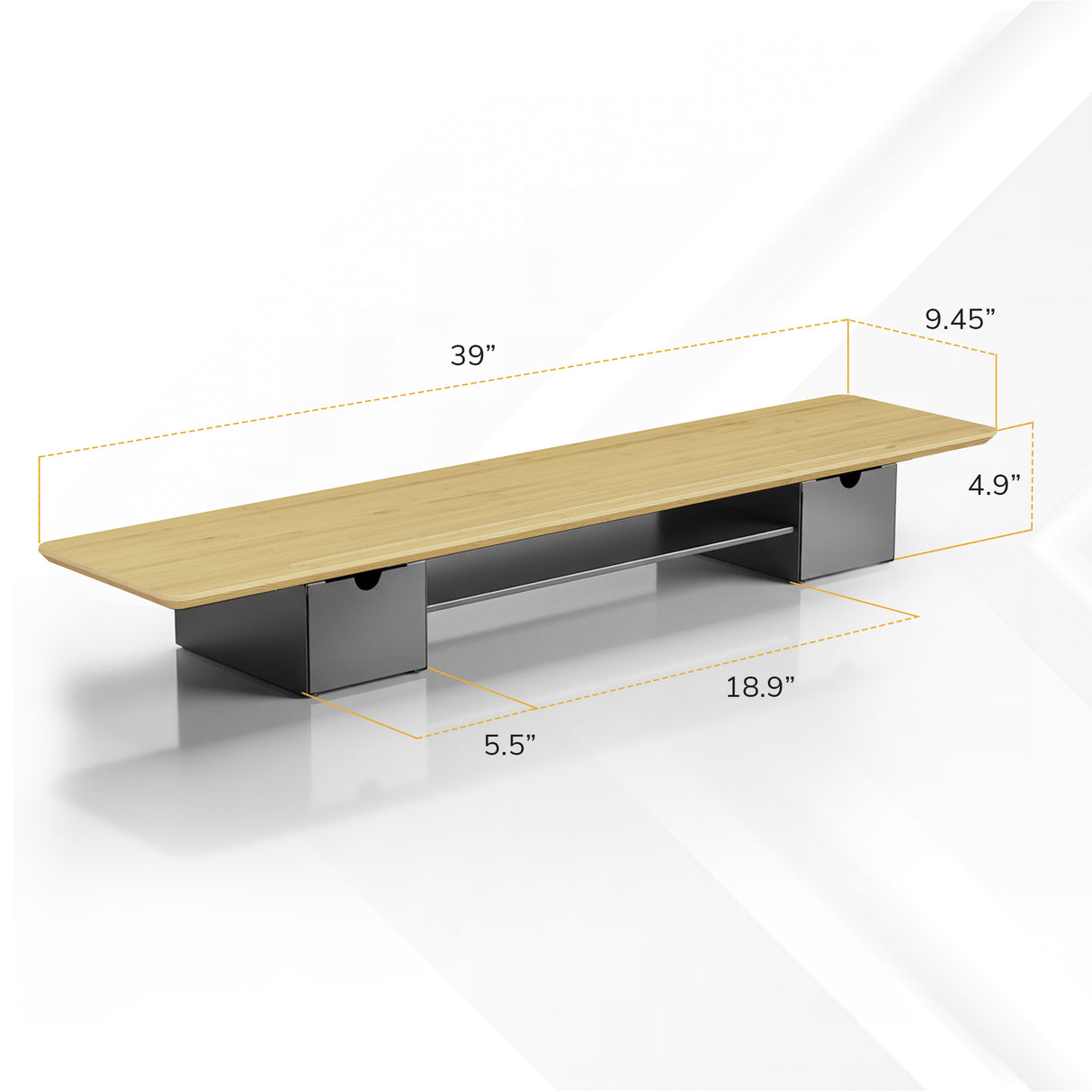 Extra Wide Monitor Riser with Drawers and Shelf