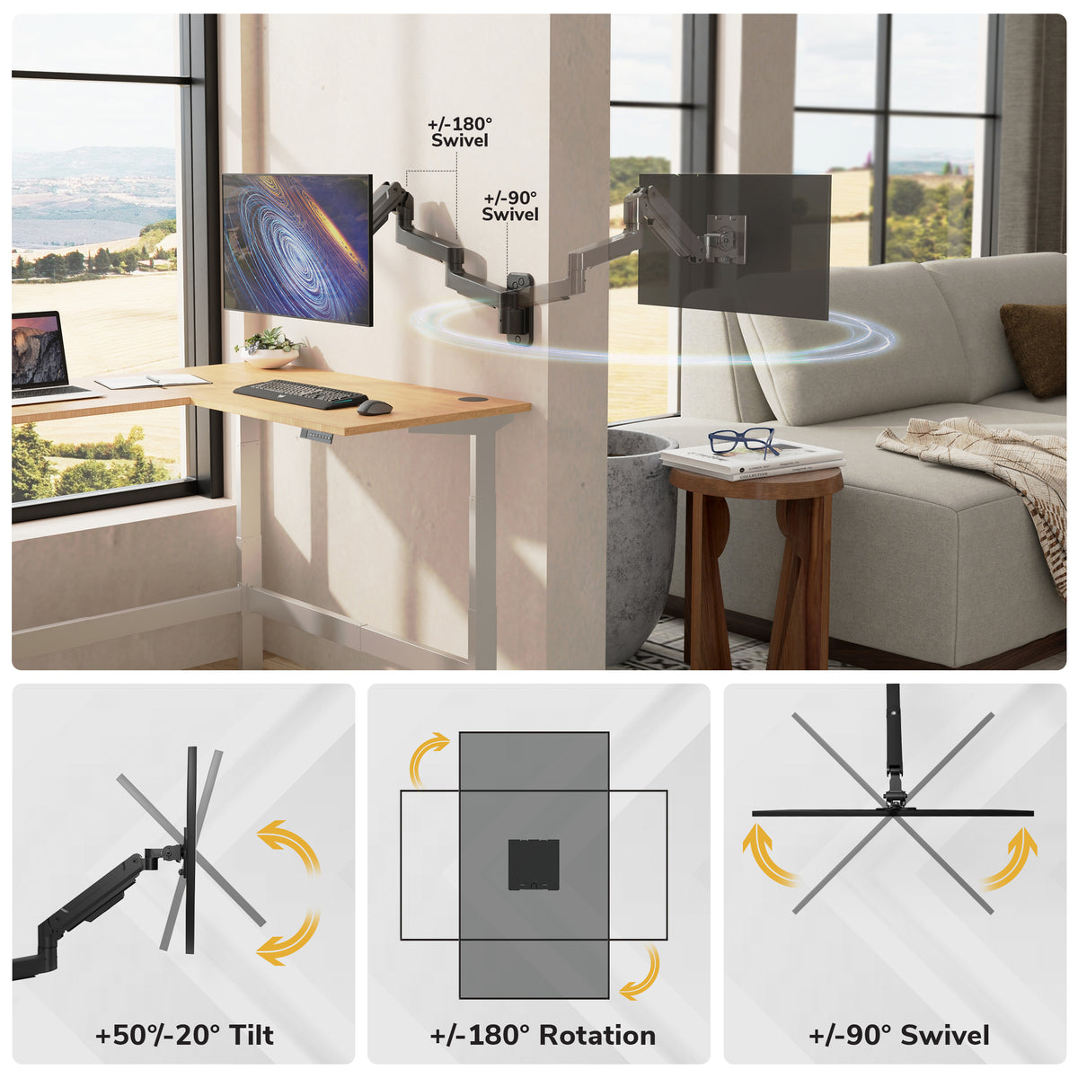 Heavy-Duty Full-Motion Monitor Wall Mount
