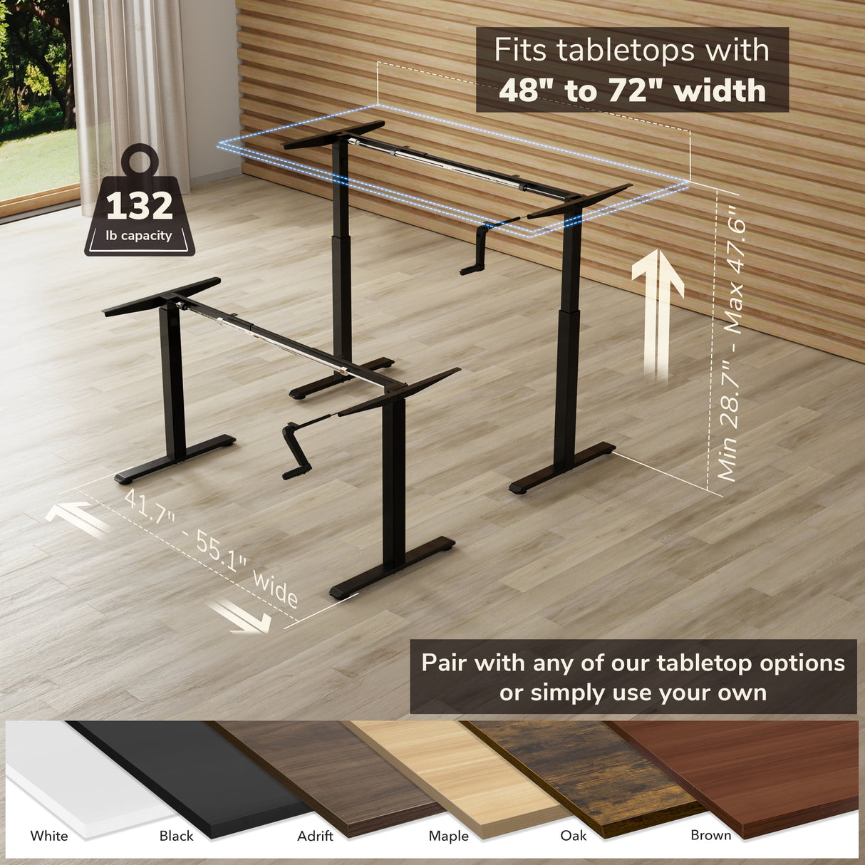 Standing Desk Frame with Hand Crank