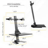 Electric Sit-Stand Desk Converter for 2 Monitors
