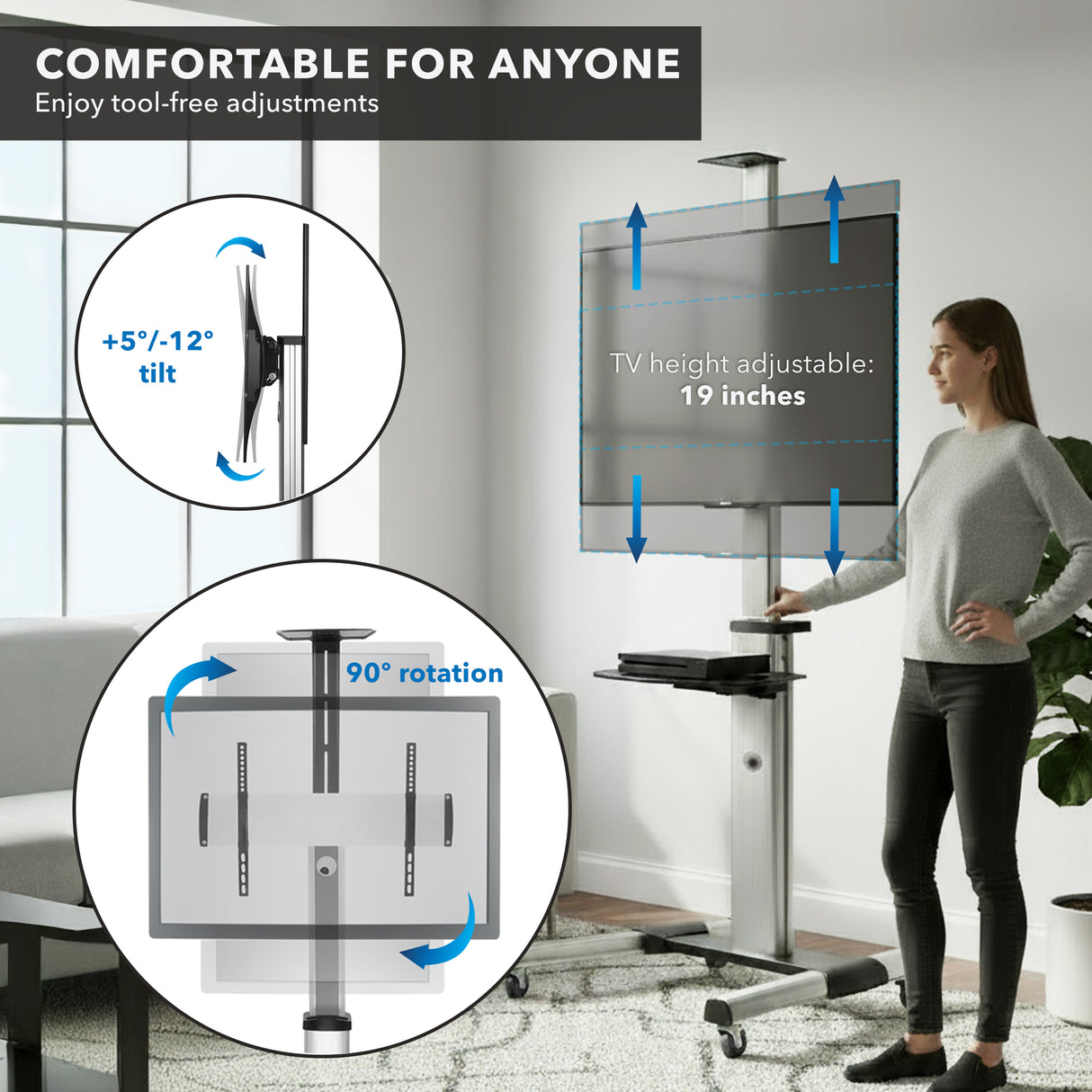 Heavy Duty Mobile TV Cart