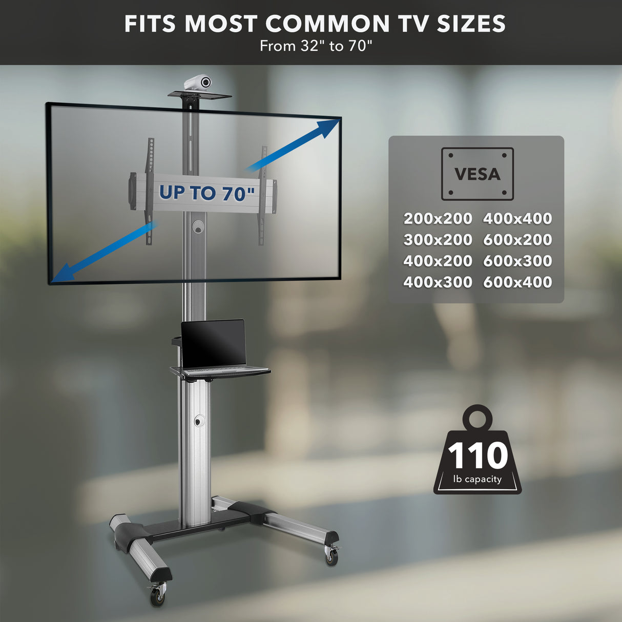 Heavy Duty Mobile TV Cart