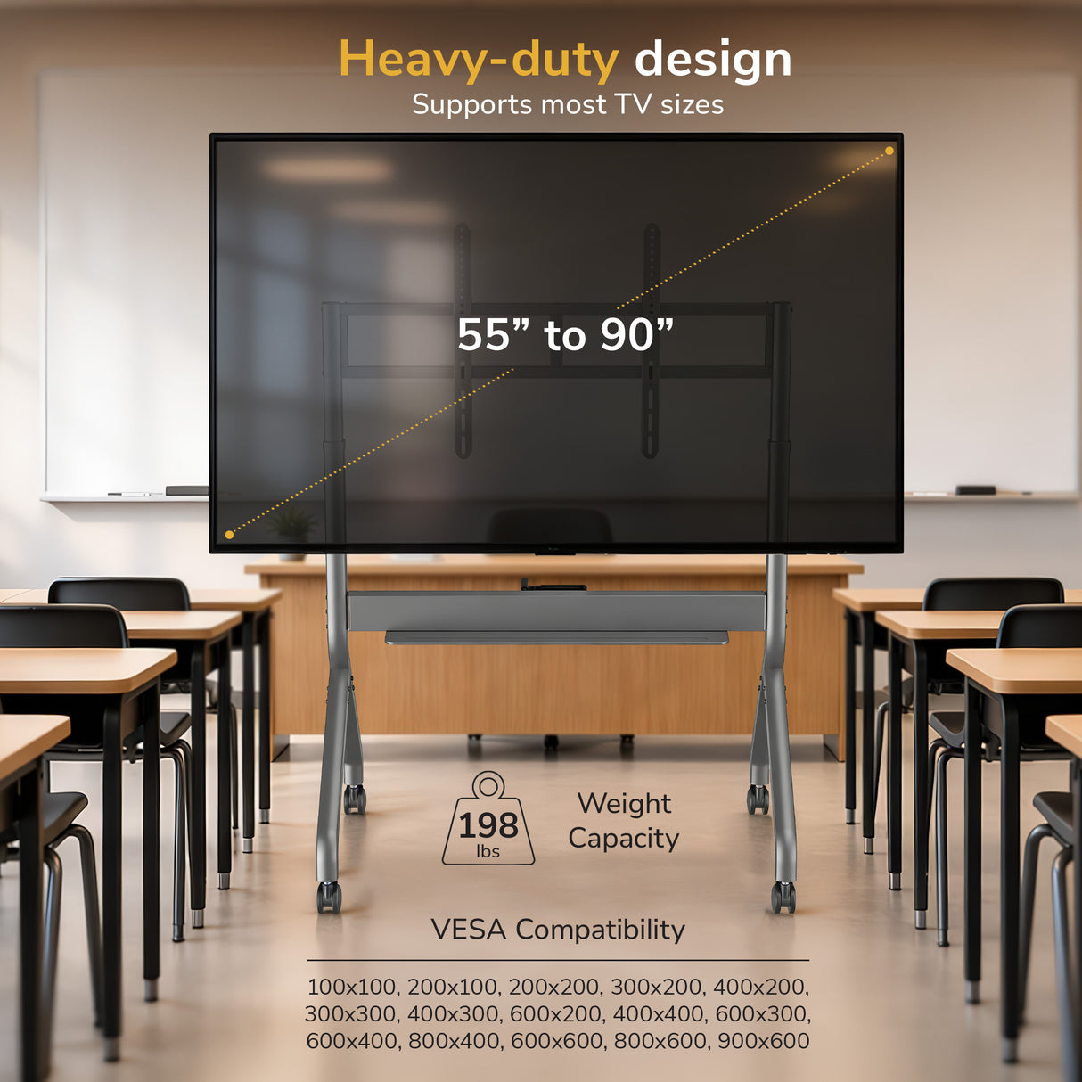 Heavy-Duty Height Adjustable TV Cart - Image 5 - Mount-It!