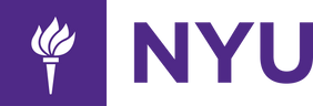 Logo of NYU consisting of a purple square with a white torch symbol on the left and the bold uppercase letters "NYU" in purple on the right against a white background.