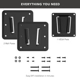 Anti-Rust RV TV Wall Mount package contents 2 wall plates, 1 vesa plate, hardware kit