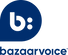 Bazaarvoice logo featuring a stylized lowercase b and two dots in a blue speech bubble, with the word bazaarvoice written below in blue lowercase letters.