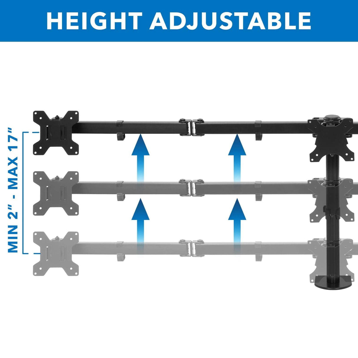 Black Monitor Mount - Full Motion Triple Monitor Desk Mount | 24" to 32" Monitors - Mount-It! - MI-753XL