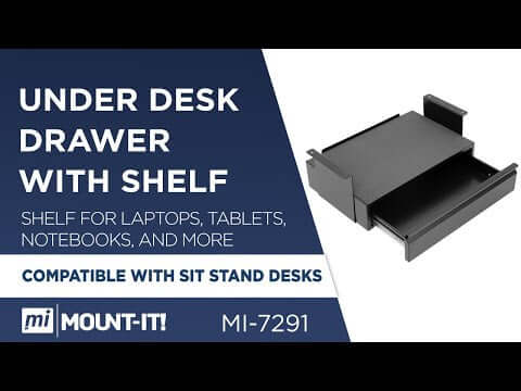 Black Desk Accessories - Under Desk Pull-Out Drawer Kit with Shelf - Mount-It! - MI-7291