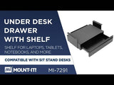 Black Desk Accessories - Under Desk Pull-Out Drawer Kit with Shelf - Mount-It! - MI-7291