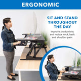 Black Desk Converters - Wide Standing Desk Converter with Gas Spring - Mount-It! - MI-7926