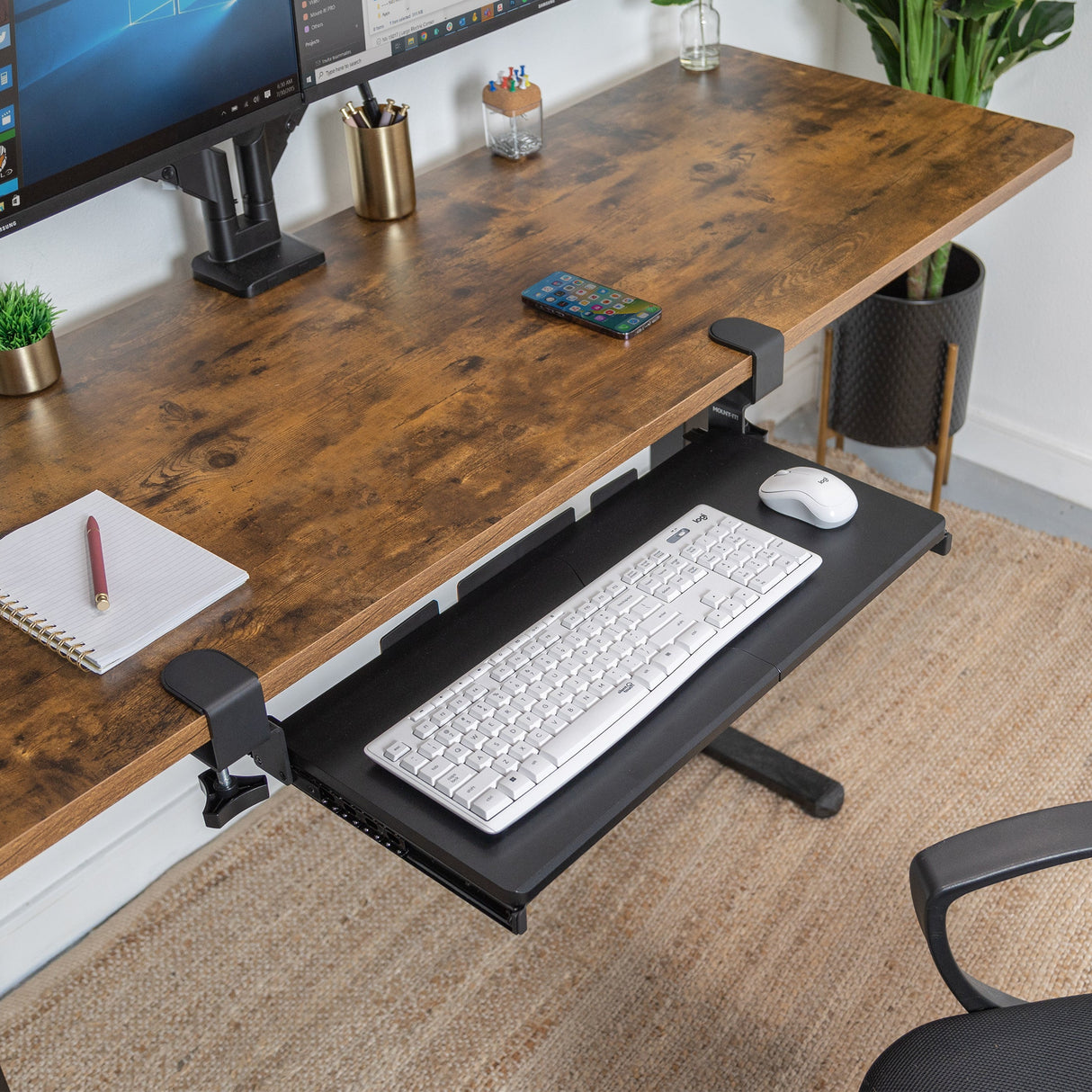 Keyboard Trays/Mounts - Clamp-on Keyboard Tray 24" x 11" - Mount-It! - MI-7180