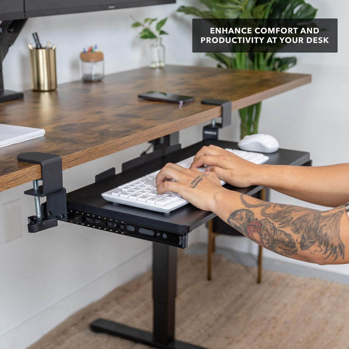 Keyboard Trays/Mounts - Clamp-on Keyboard Tray 24" x 11" - Mount-It! - MI-7180