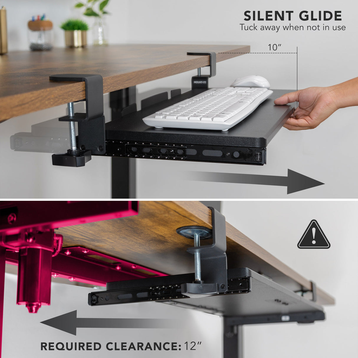 Keyboard Trays/Mounts - Clamp-on Keyboard Tray 24" x 11" - Mount-It! - MI-7180