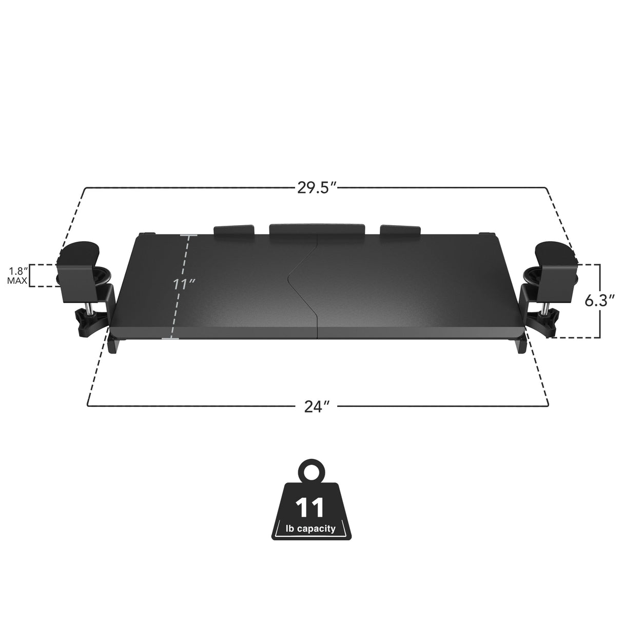 Keyboard Trays/Mounts - Clamp-on Keyboard Tray 24" x 11" - Mount-It! - MI-7180