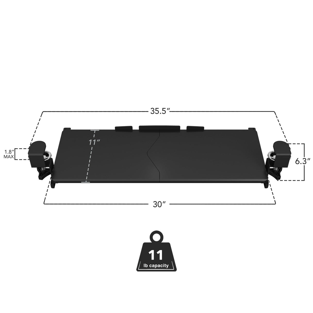 Keyboard Trays/Mounts - Clamp-on Keyboard Tray 30" x 11" - Mount-It! - MI-7181