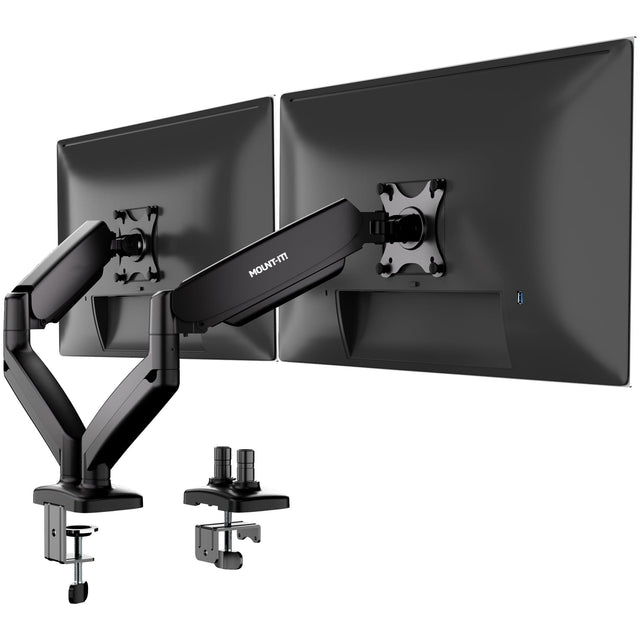 Monitor Mount - Dual Monitor Desk Mount with Gas Spring Arms - Mount-It! - MI-1882BLK