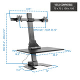 Desk Converters - Electric Sit-Stand Desk Converter for 2 Monitors - Mount-It! -