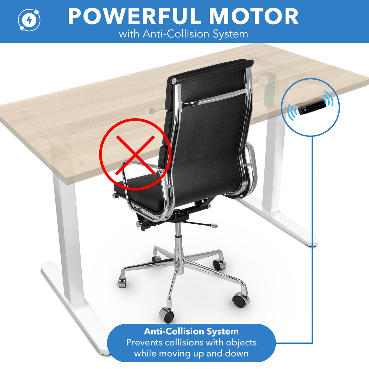 Standing Desk - Electric Standing Desk with 55" Tabletop - White Base - Mount-It! -