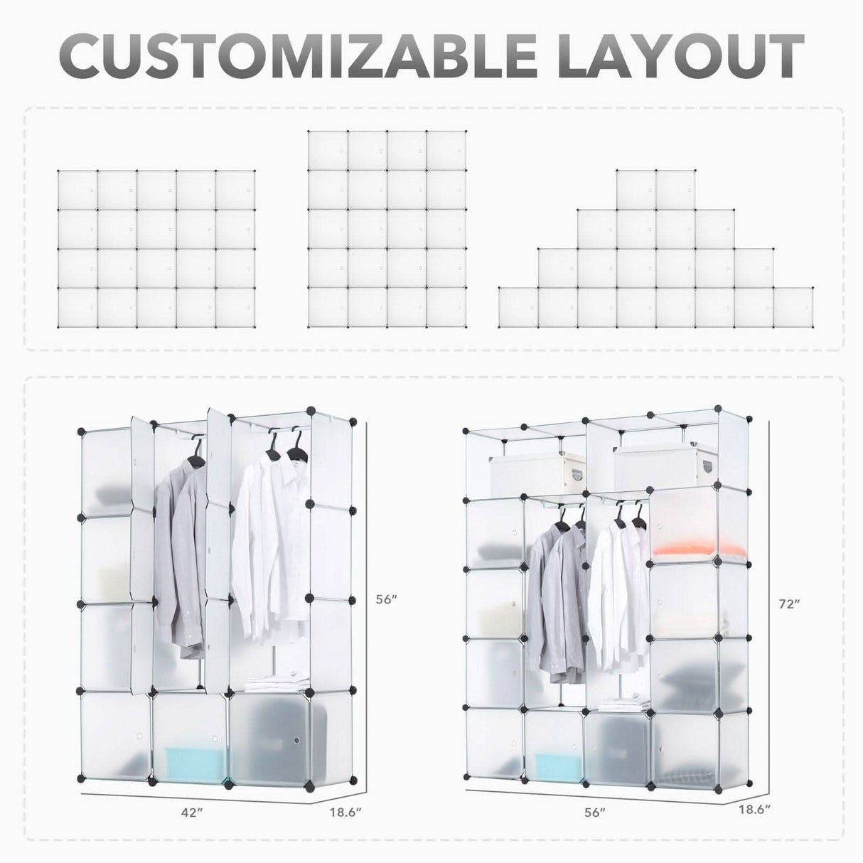 Storage - Modular Wardrobe Storage Organizer - 20 Cubes - Mount-It! - WI-4031XL