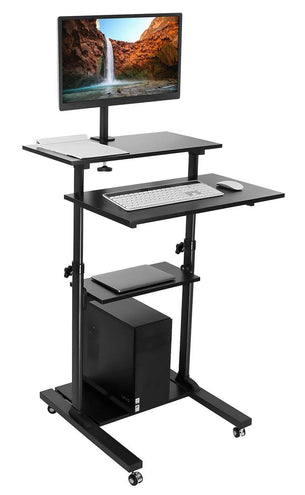 Mobile Standing Desk - Rolling Computer Work Station with Monitor Mount - Mount-It! -