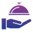 A stylized graphic illustration of a hand positioned palm-up with a simplified geometric shape hovering above it, featuring clean lines and a minimalist design on a transparent background. The hand appears to support or present the floating shape, evoking concepts of offering, support, or balance in a modern, abstract visual style.