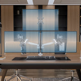 Silver Monitor Mount - Full Motion Triple Pyramid Monitor Desk Mount with Gas Spring Arms - Mount-It! - MI-55116