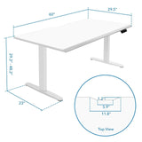 White Standing Desk - Dual Motor Electric Standing Desk with 60" Tabletop - White Base - Mount-It! - MI-18123