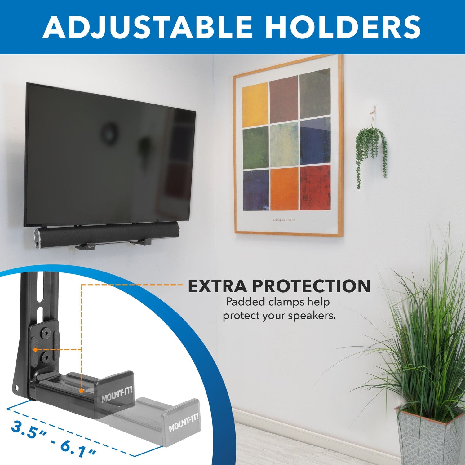 Speaker Mount - Universal Soundbar Mount Brackets for TV and Wall Installation - Mount-It! - MI-SB50