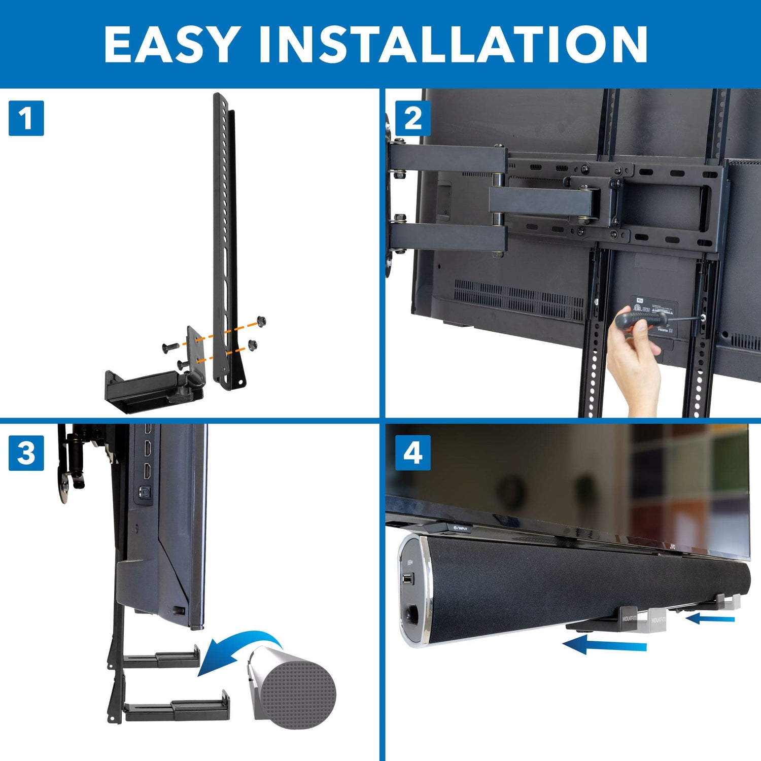 Speaker Mount - Universal Soundbar Mount Brackets for TV and Wall Installation - Mount-It! - MI-SB50